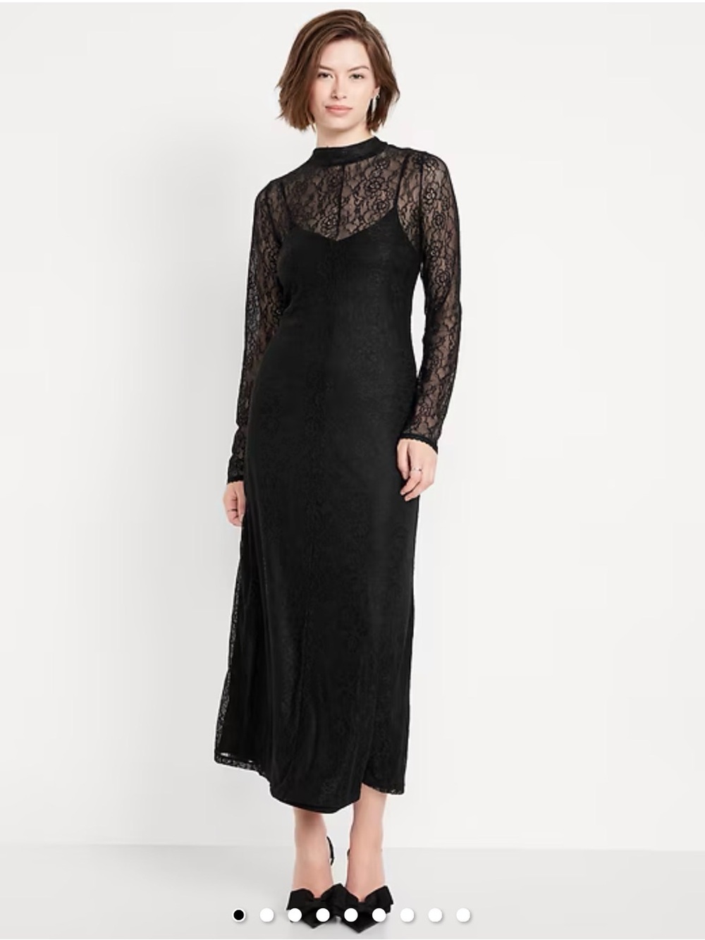 Old Navy Black Lace Long-Sleeve Maxi Dress